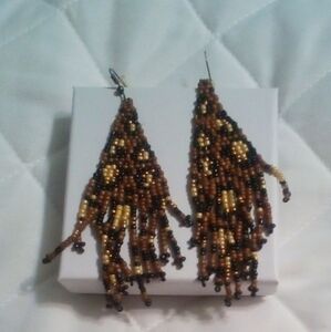 Handcrafted Leopard Beaded Earrings